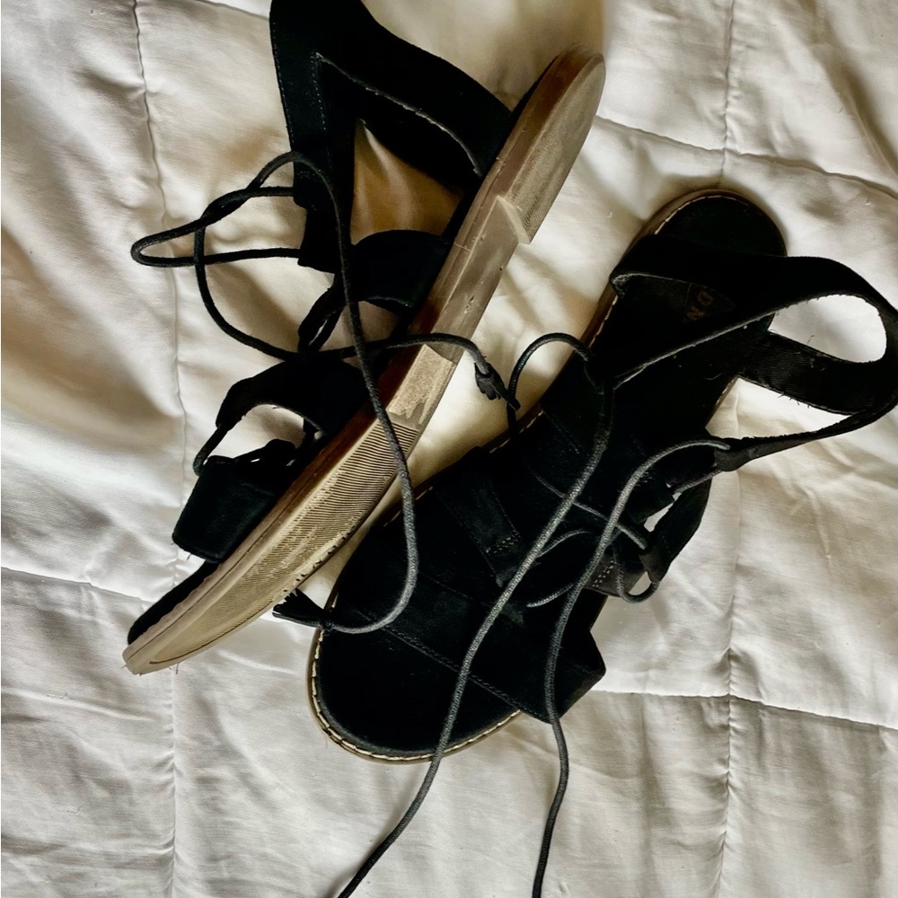 Old Navy Black Lace-Up Flat Sandals